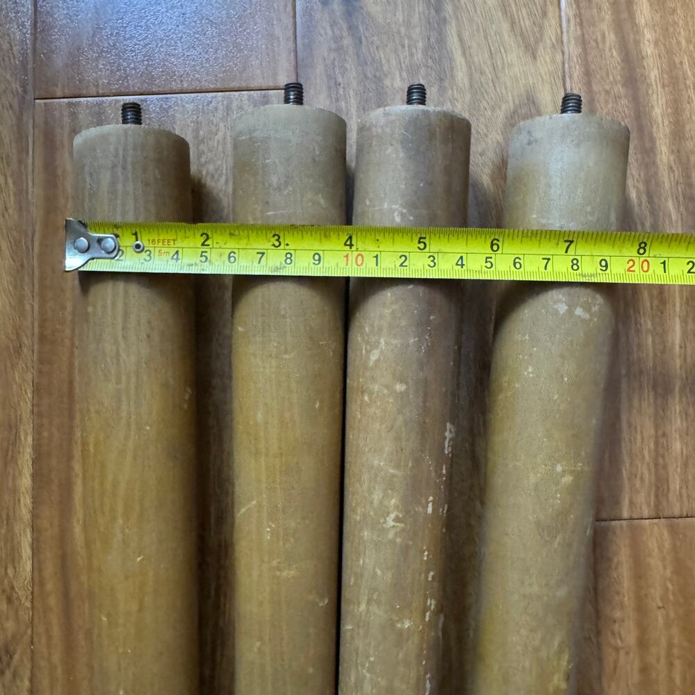 Set of 4 Solid Wood Round Tapered Table Legs Brass Bottom‎ adjustable Feet - Picture 11 of 13